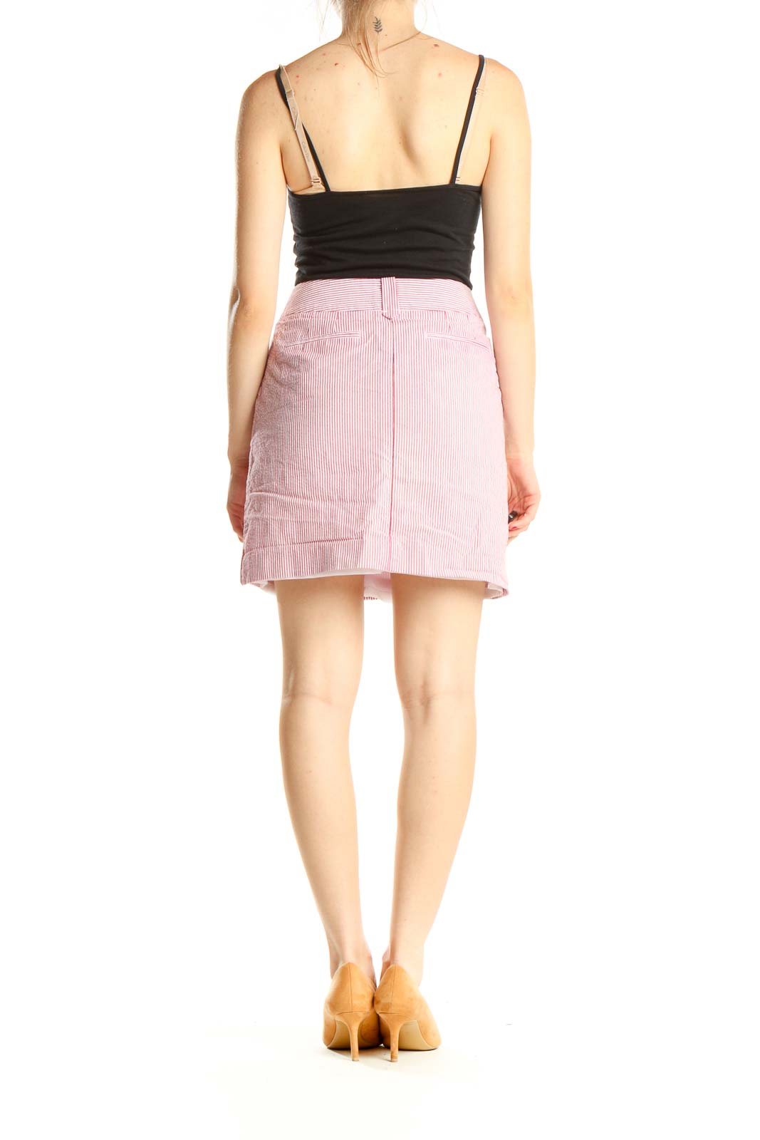 Pink Striped Chic A-Line Skirt