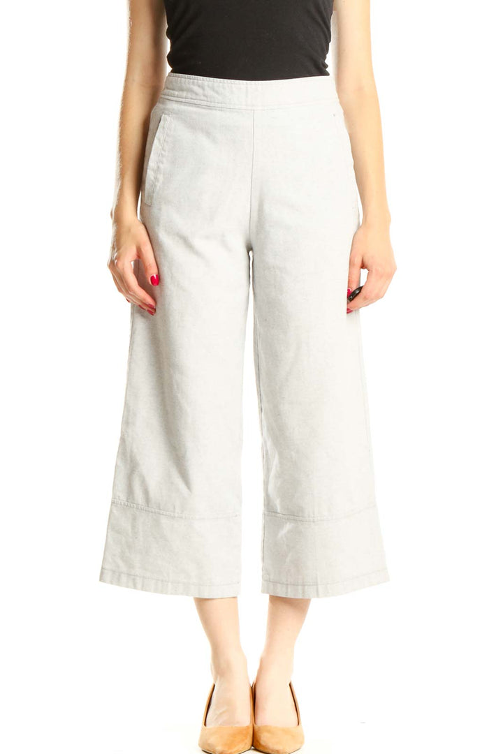 White All Day Wear Culottes Pants