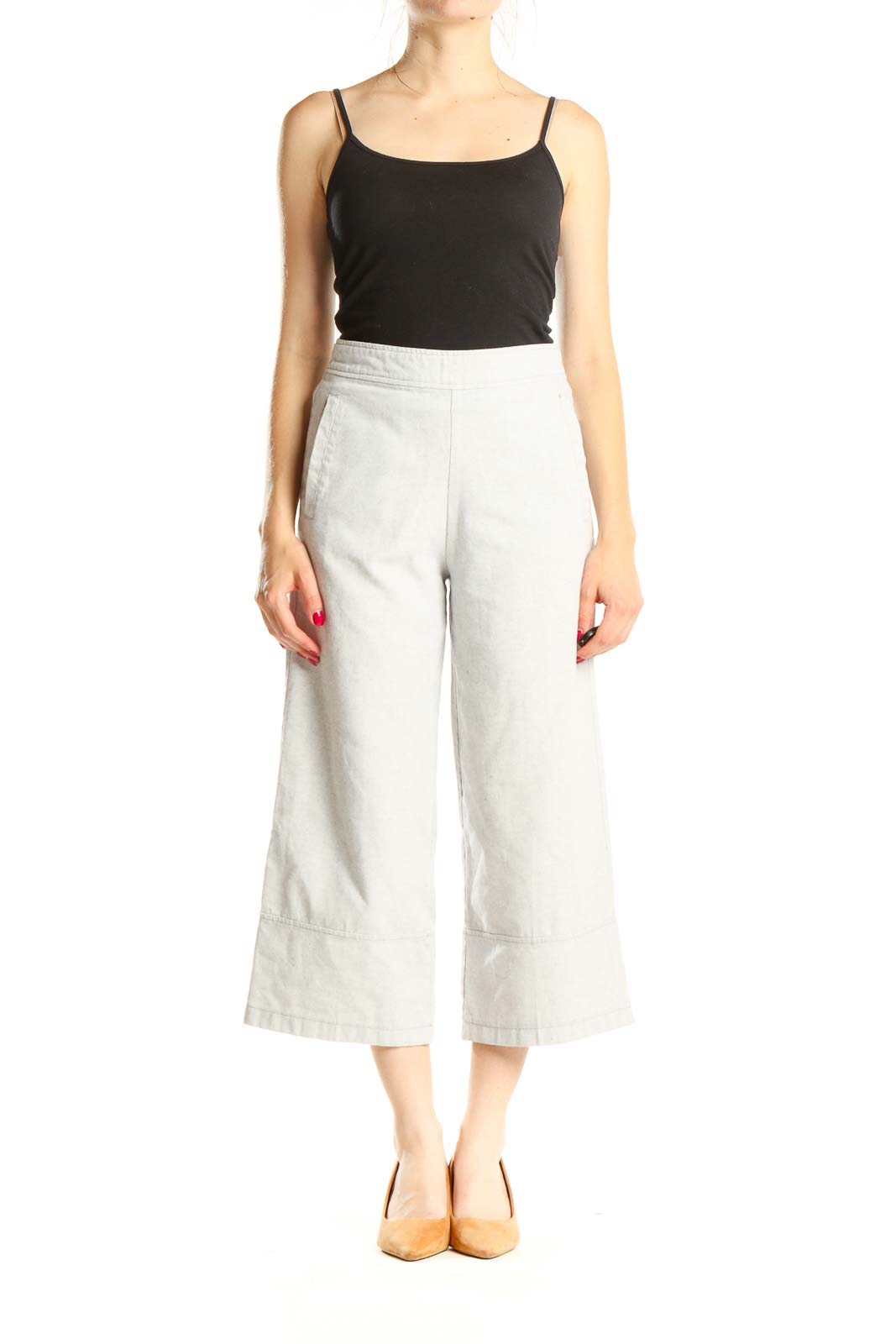 White All Day Wear Culottes Pants