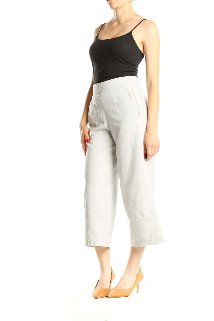 White All Day Wear Culottes Pants