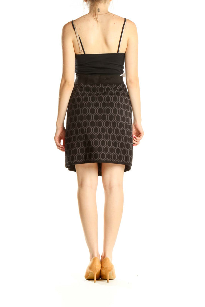 Black Printed Brunch A-Line Skirt