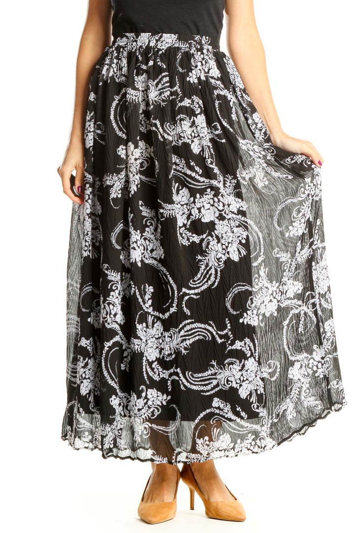 Black Paisley Holiday Maxi Skirt