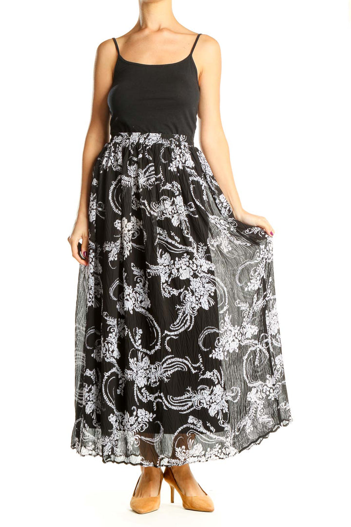 Black Paisley Holiday Maxi Skirt