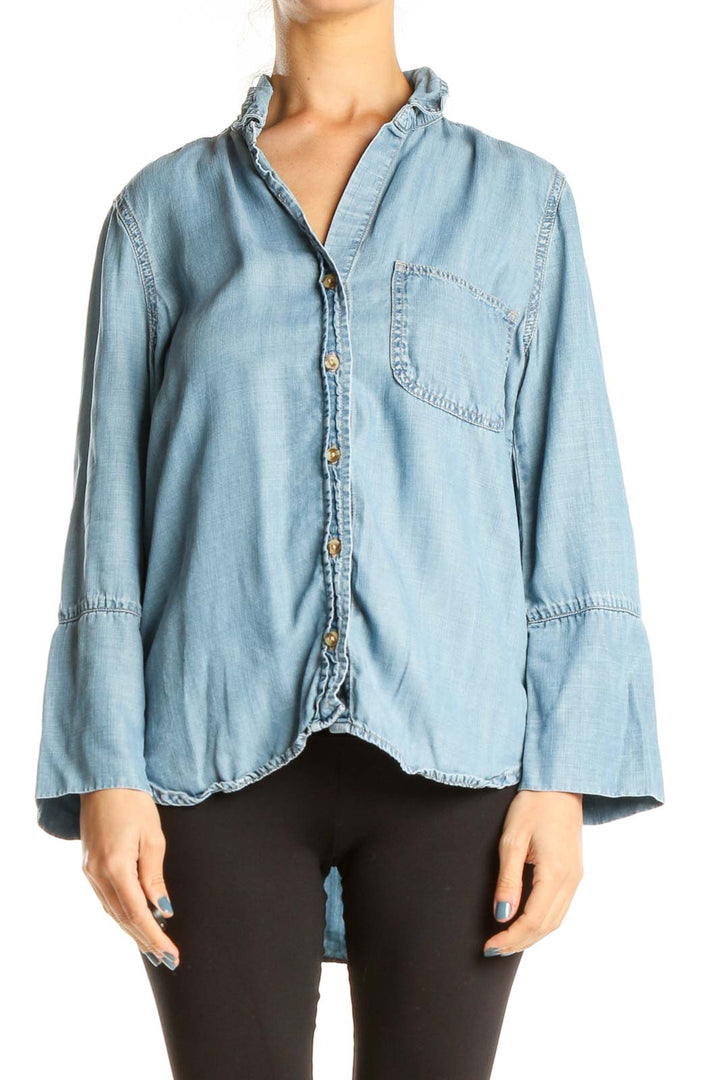 Blue Casual Chambray Top