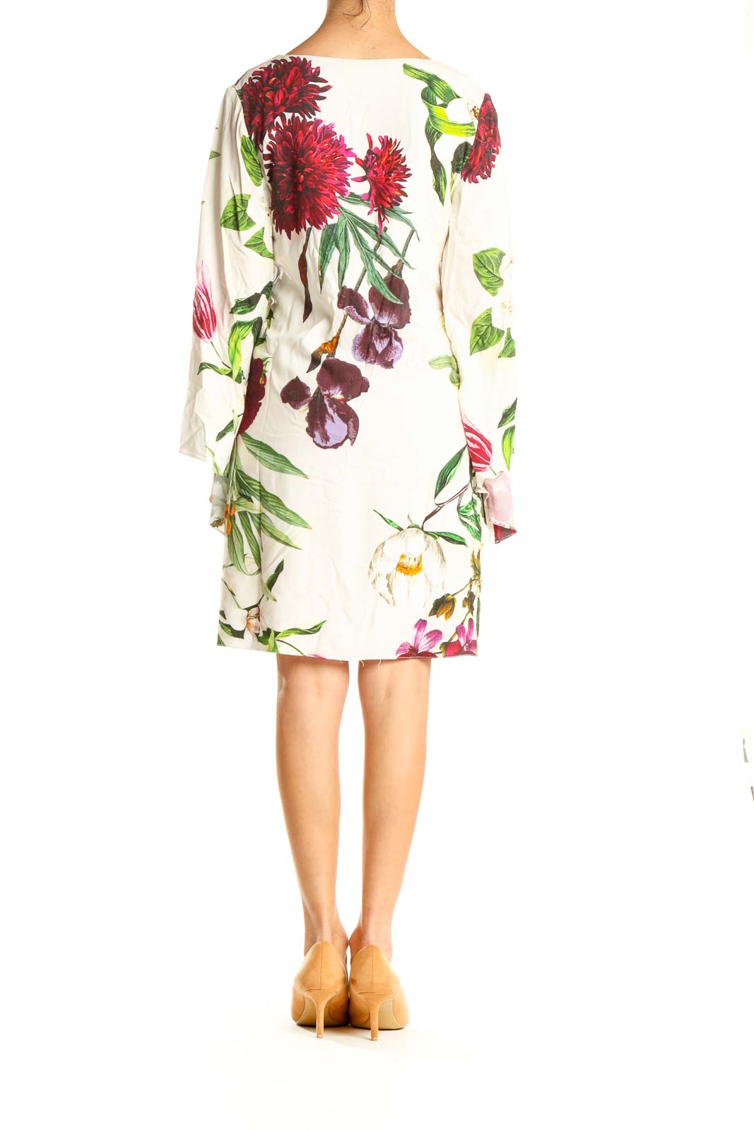 White Day Floral Print Sheath Dress