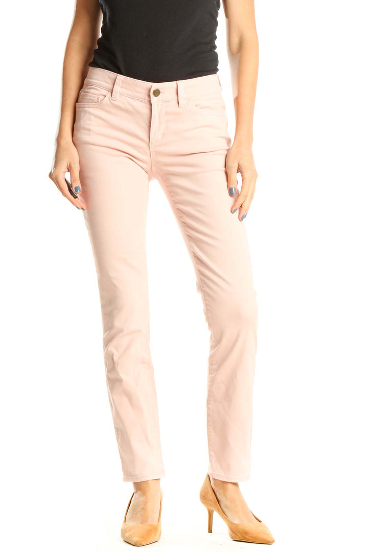 Pink Straight Leg Jeans