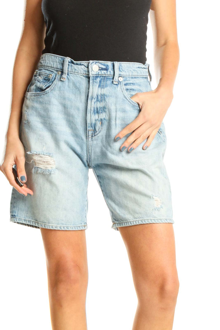 Blue Denim Casual Shorts