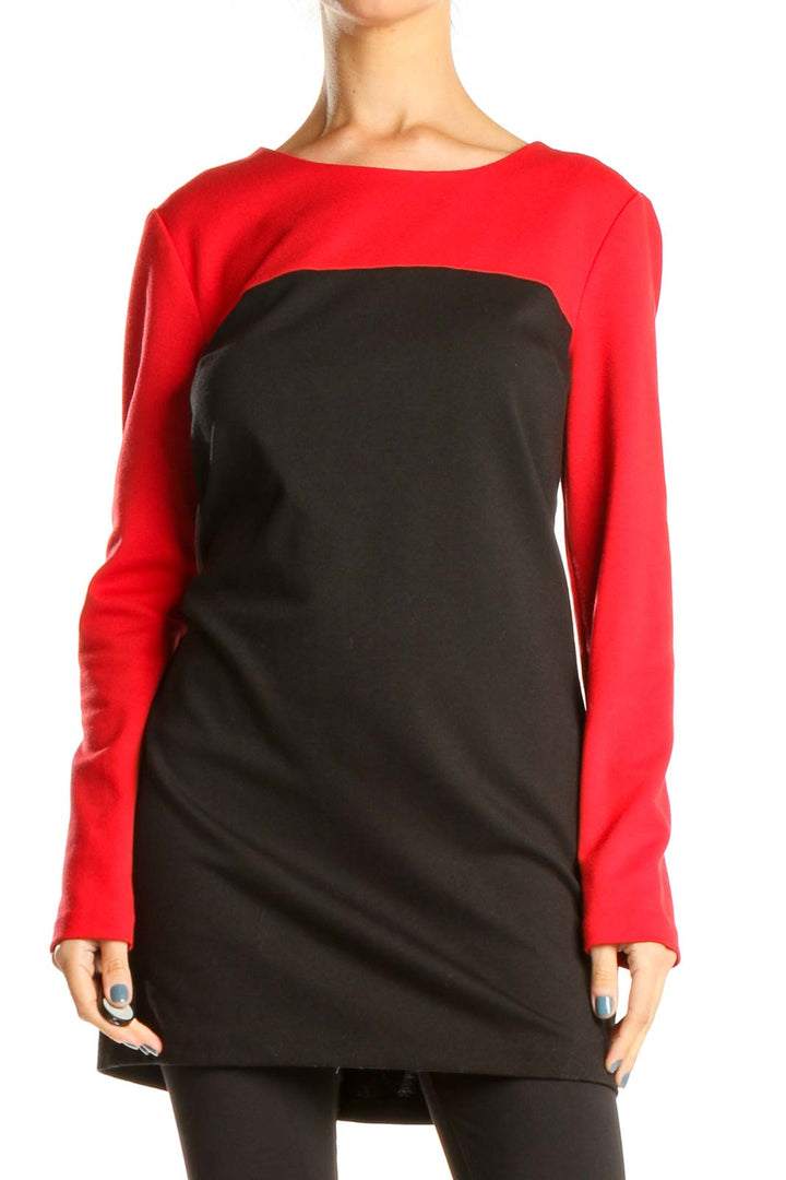 Black Red Colorblock Sheath Dress