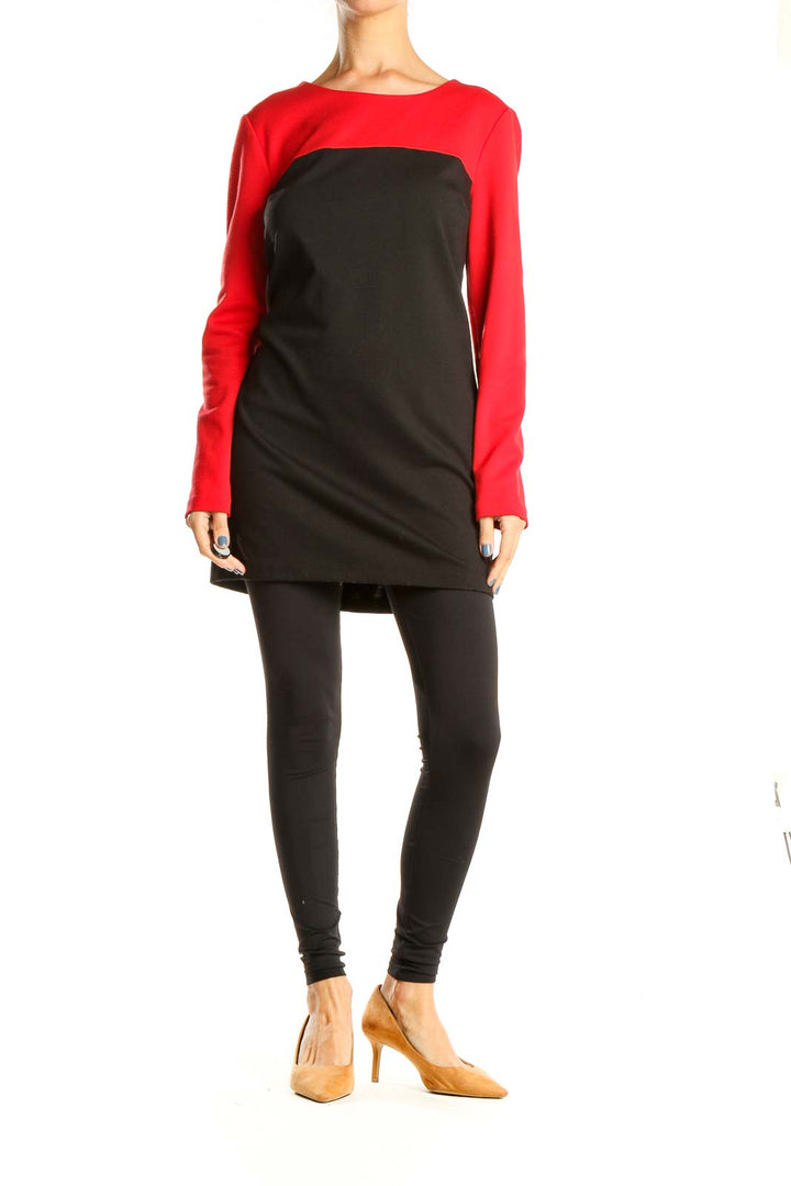 Black Red Colorblock Sheath Dress