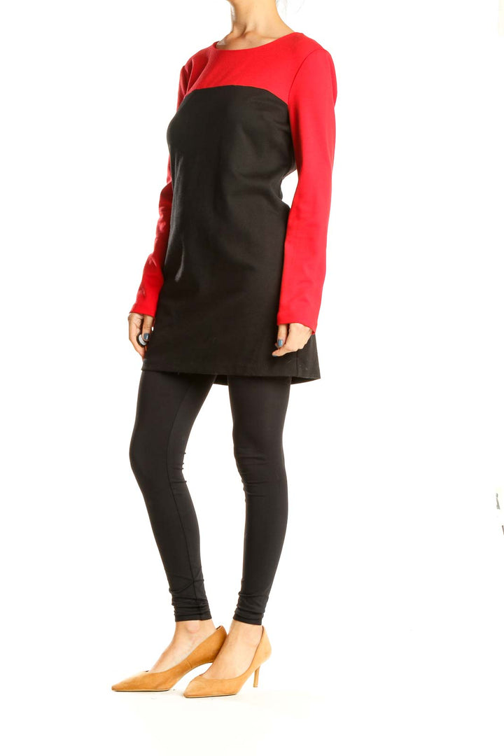 Black Red Colorblock Sheath Dress