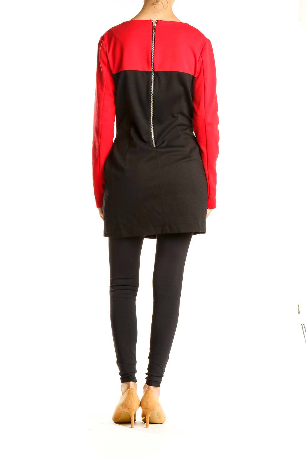 Black Red Colorblock Sheath Dress