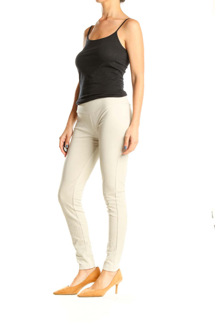 Beige Casual Leggings