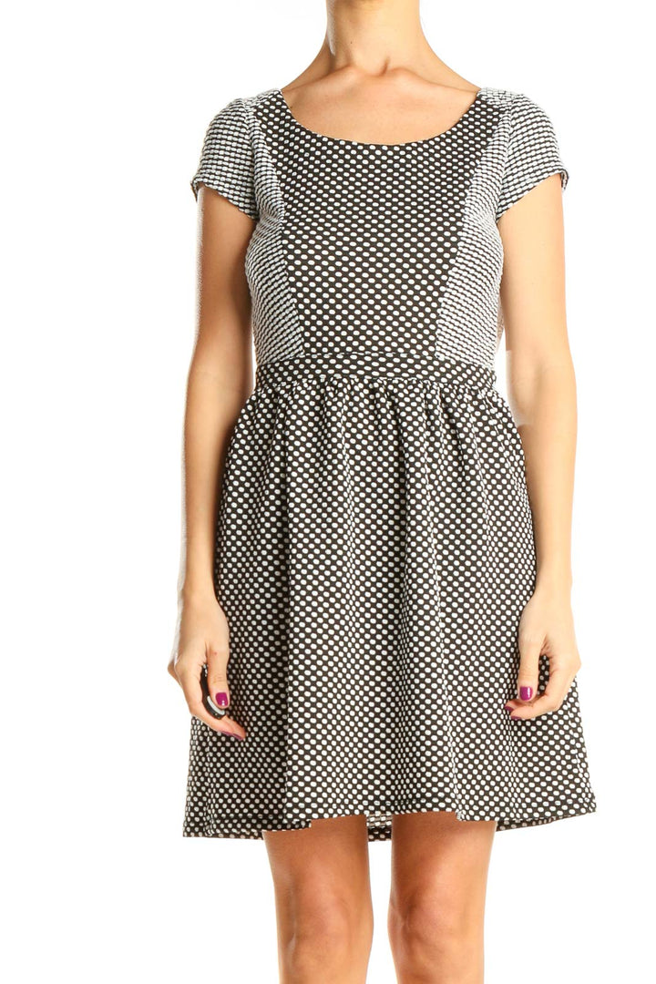 Gray Polka Dot Classic Fit & Flare Dress