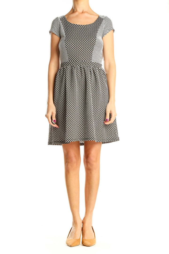 Gray Polka Dot Classic Fit & Flare Dress