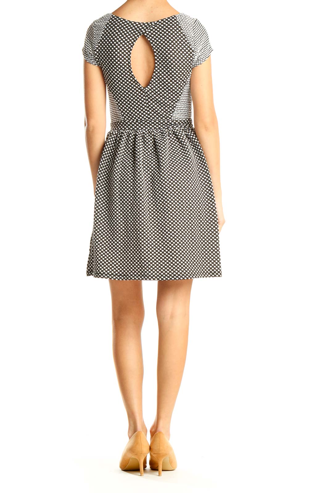 Gray Polka Dot Classic Fit & Flare Dress