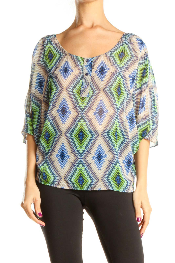 Multicolor Aztec Print Bohemian Blouse