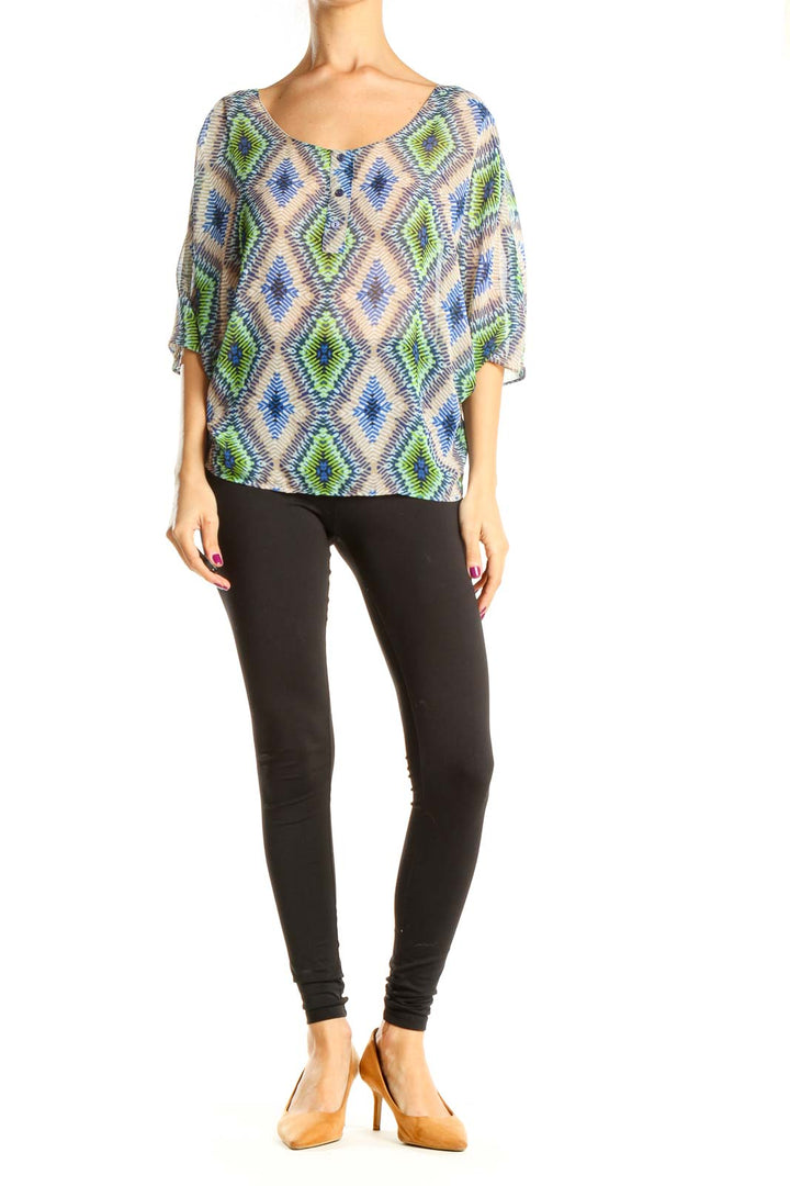 Multicolor Aztec Print Bohemian Blouse