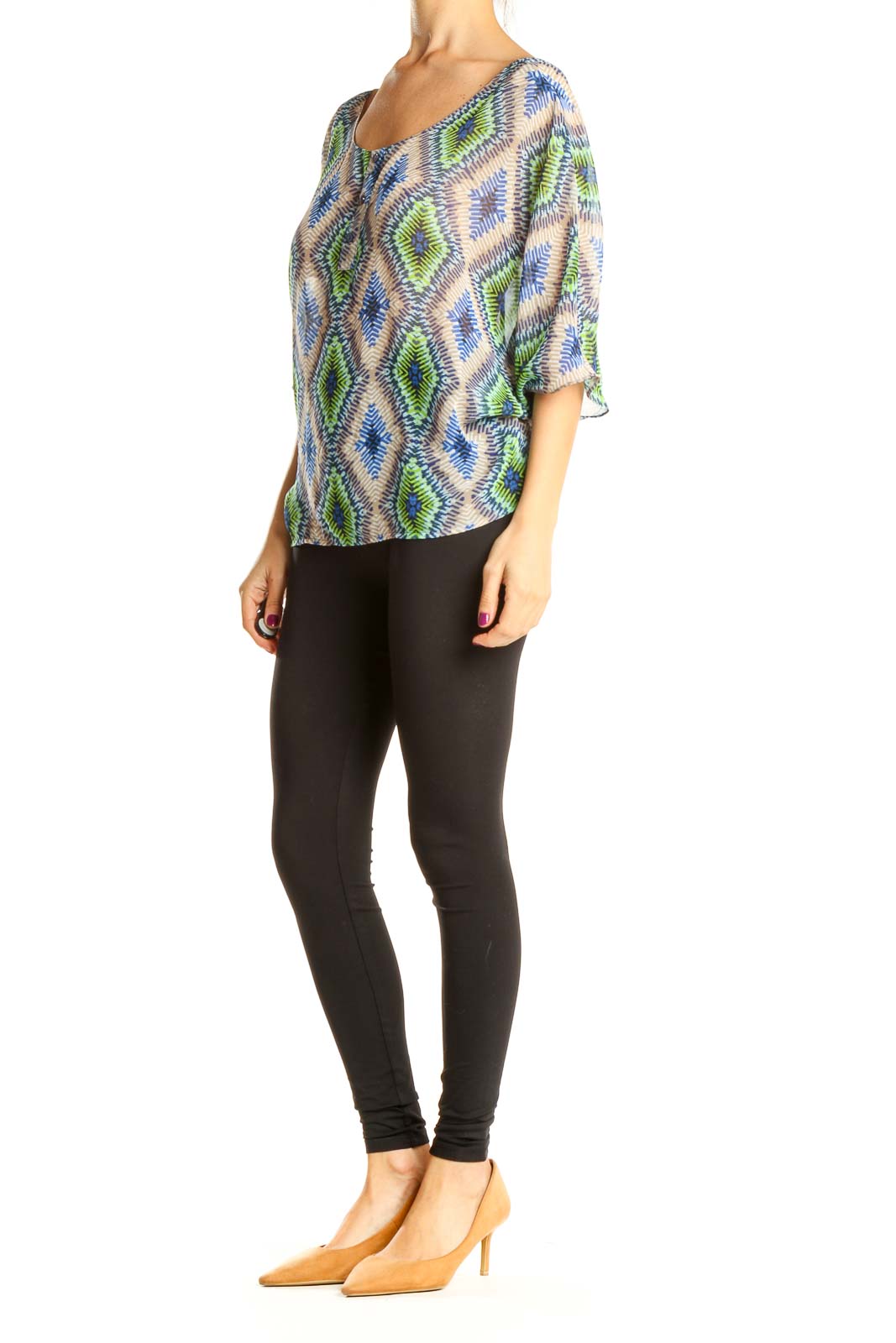 Multicolor Aztec Print Bohemian Blouse