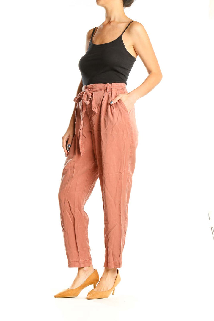 Mauve Casual Tie Waist Pants