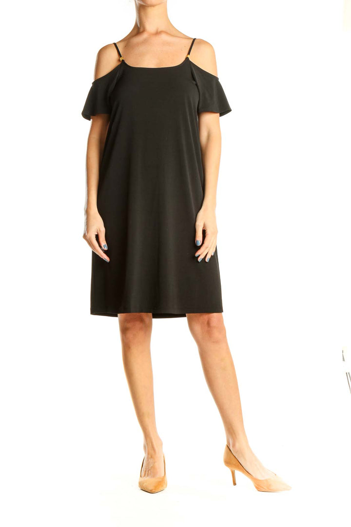 Black Off The Shoulder Shift Dress