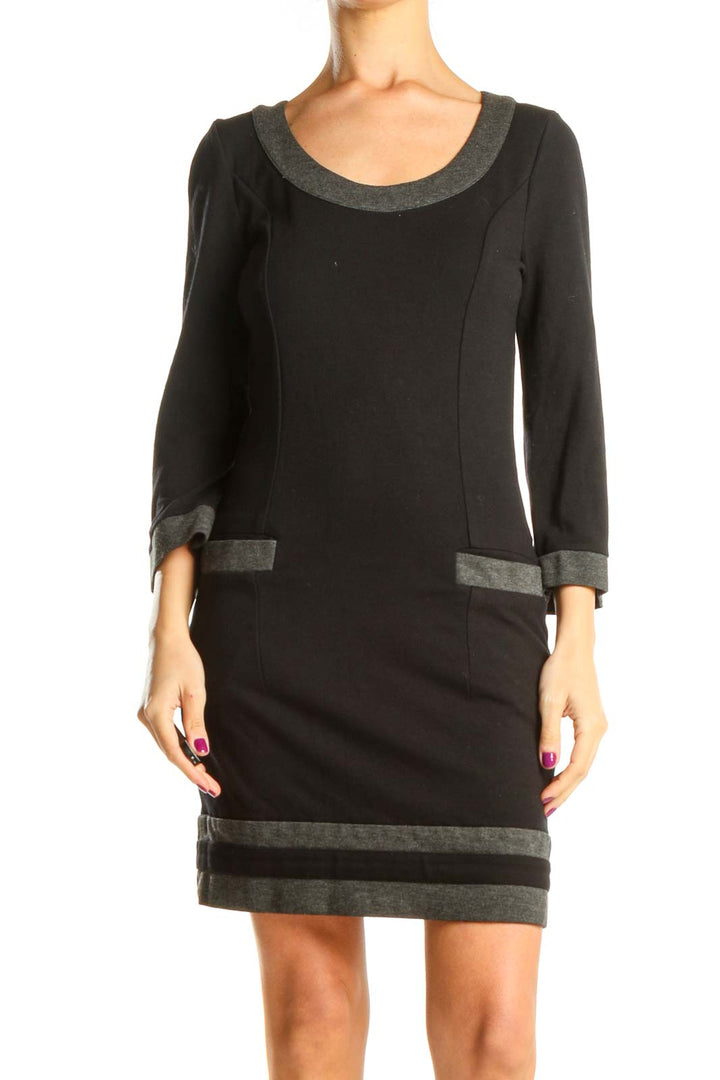 Black Gray Classic Sheath Dress