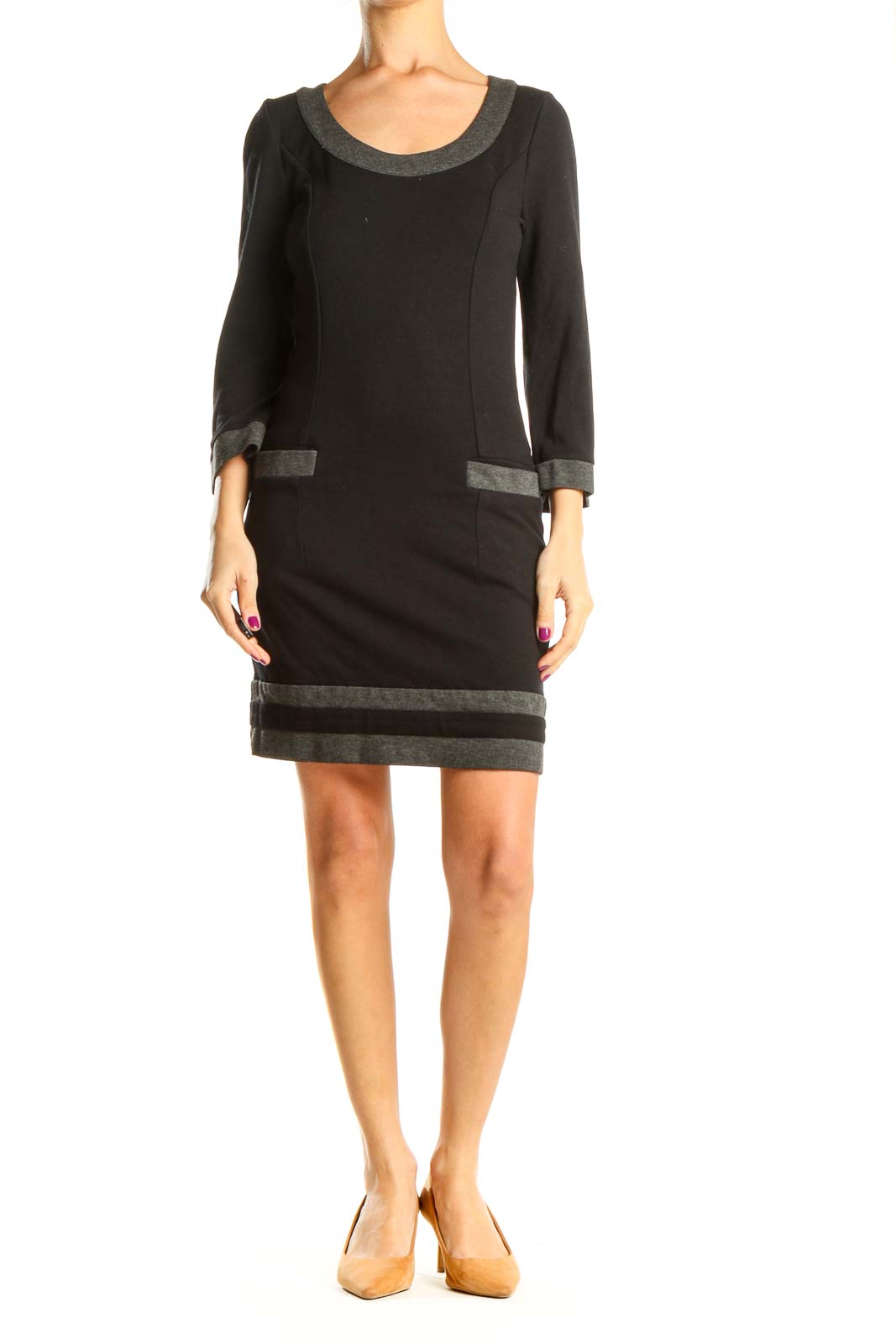 Black Gray Classic Sheath Dress