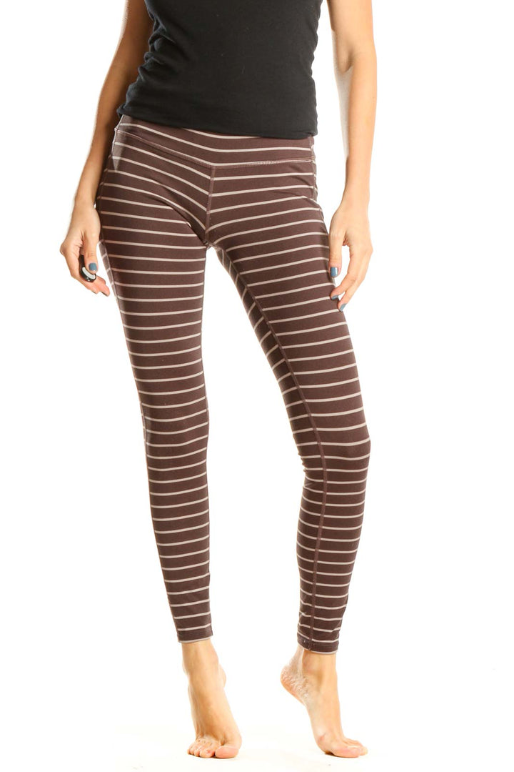 Brown Striped All Day Wear Leggings