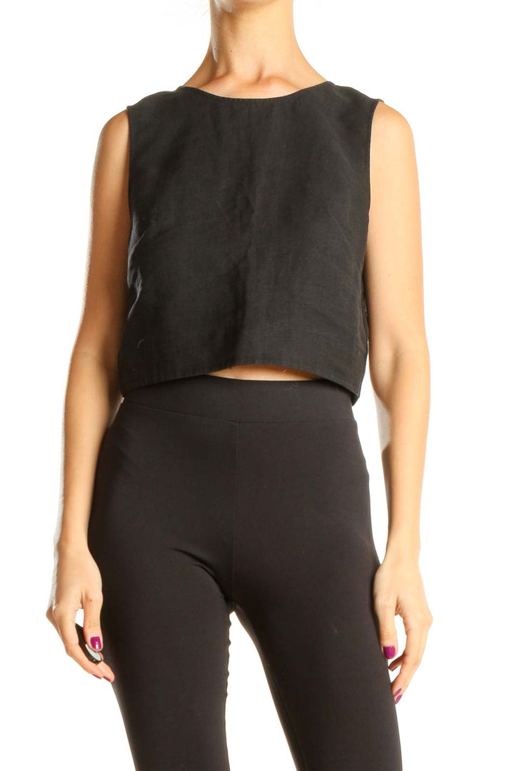 Black Cropped Casual Tank Top