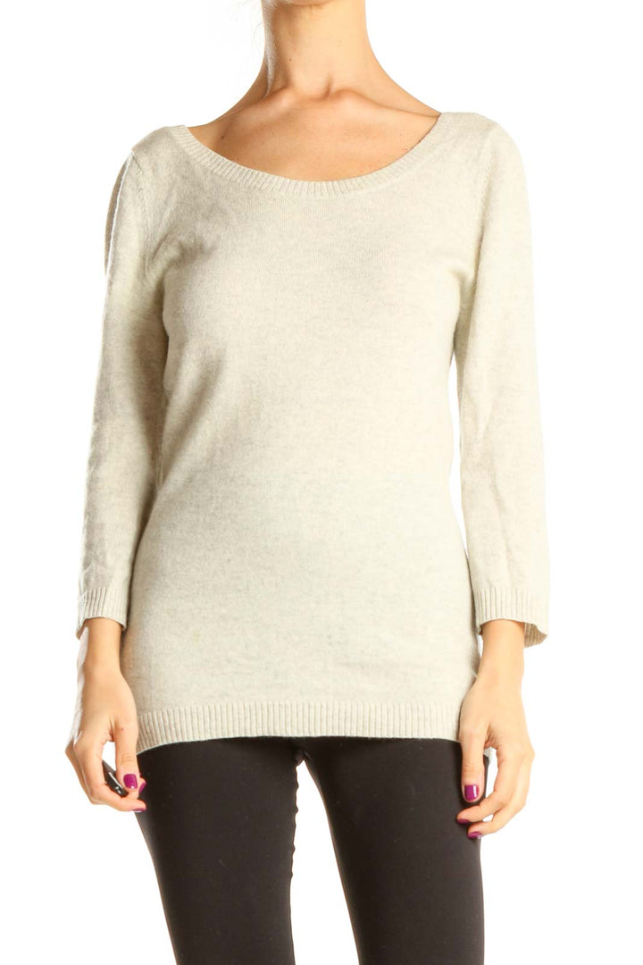 Beige All Day Wear Light Sweater