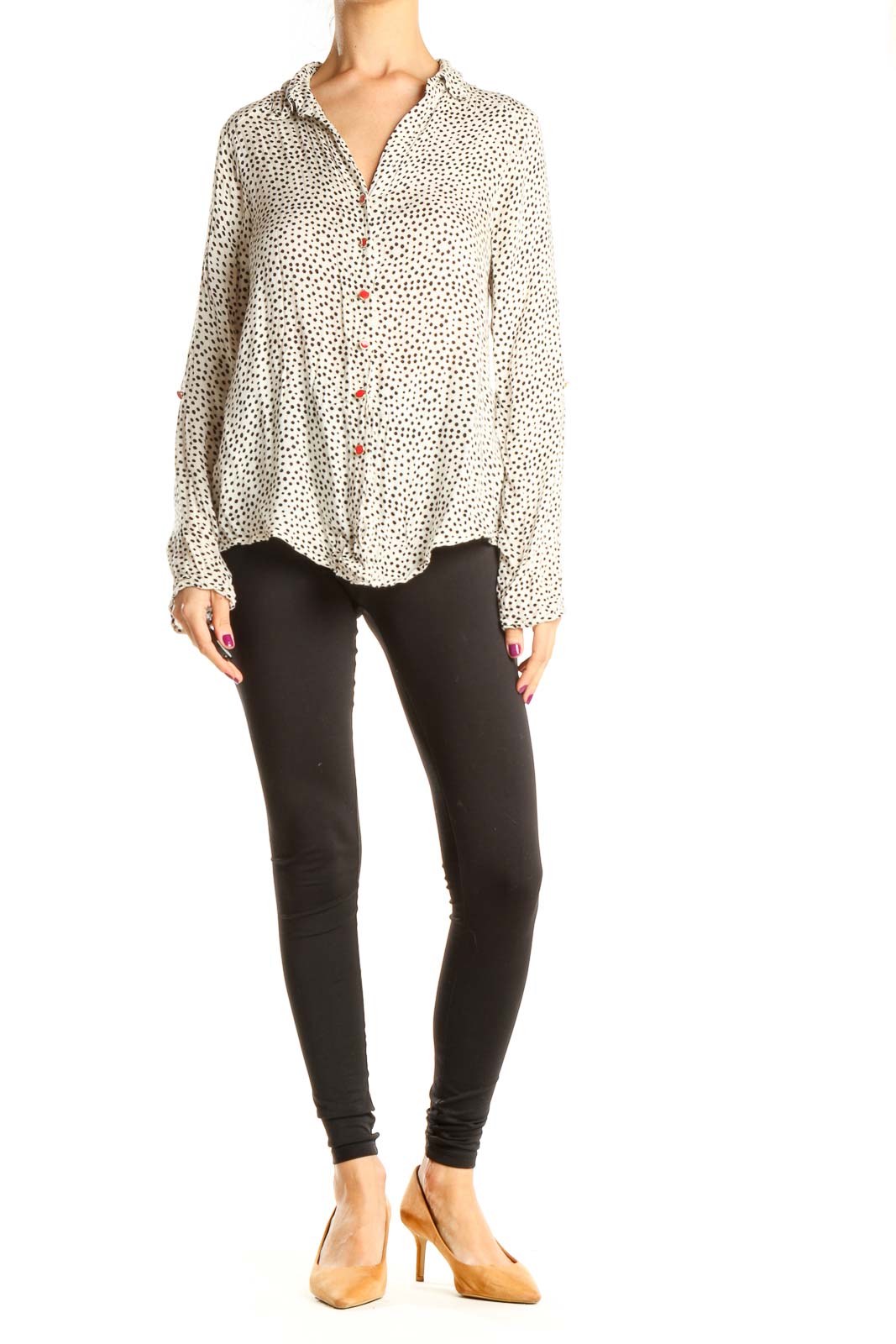 White Black Polka Dot All Day Wear Top