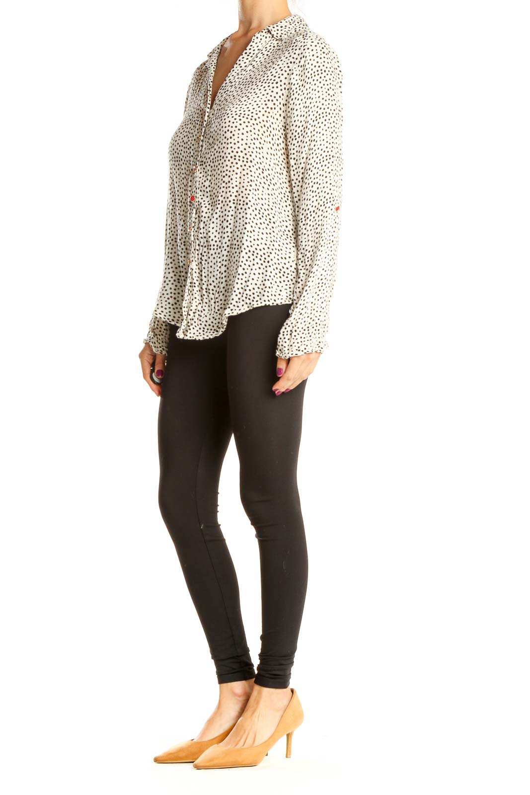 White Black Polka Dot All Day Wear Top