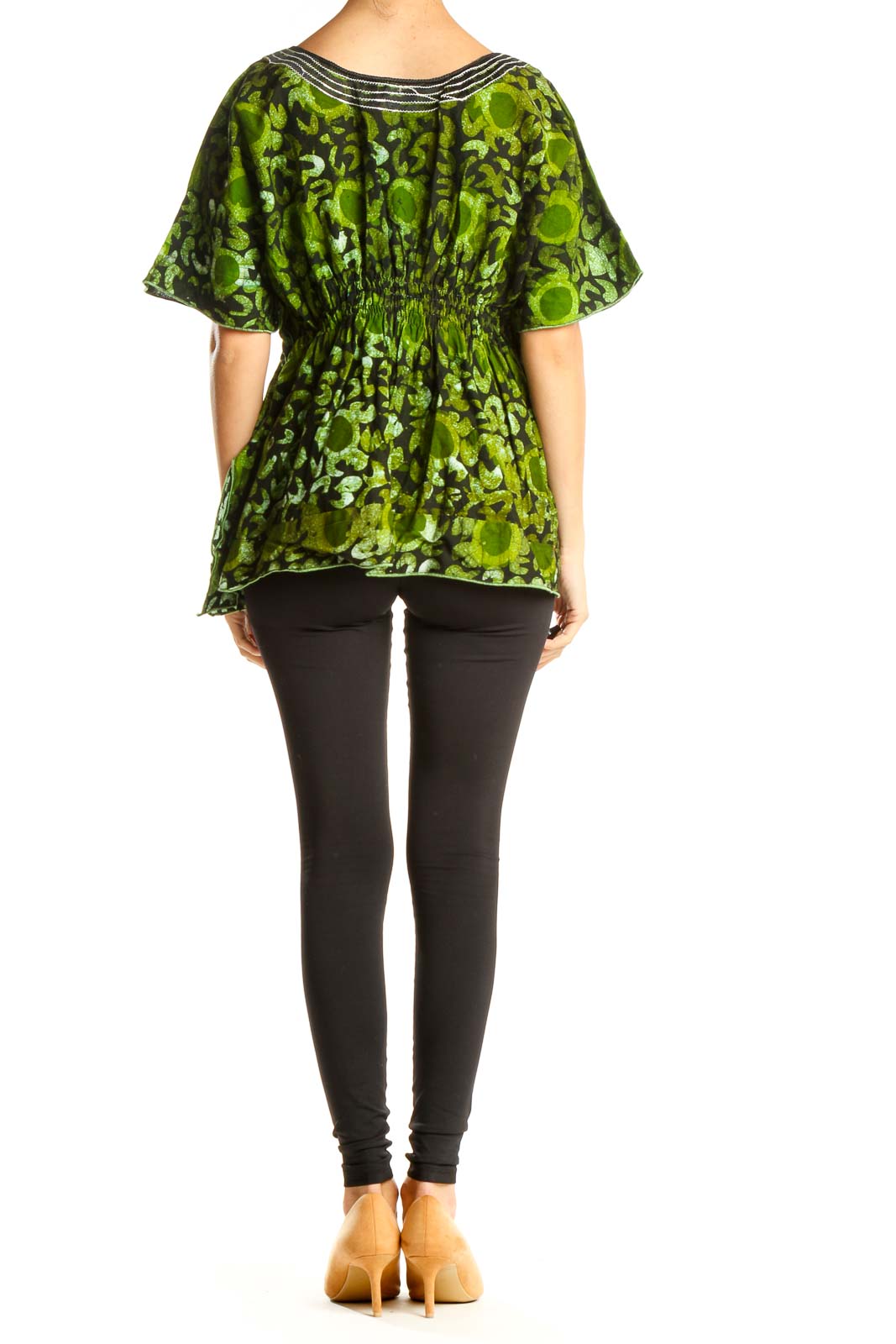 Green Printed Retro Top