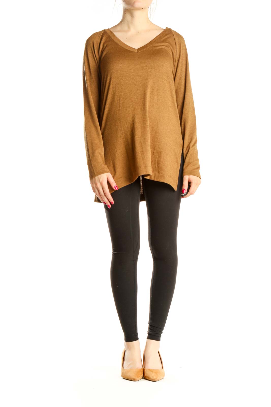 Brown All Day Wear Long Sleeve Top