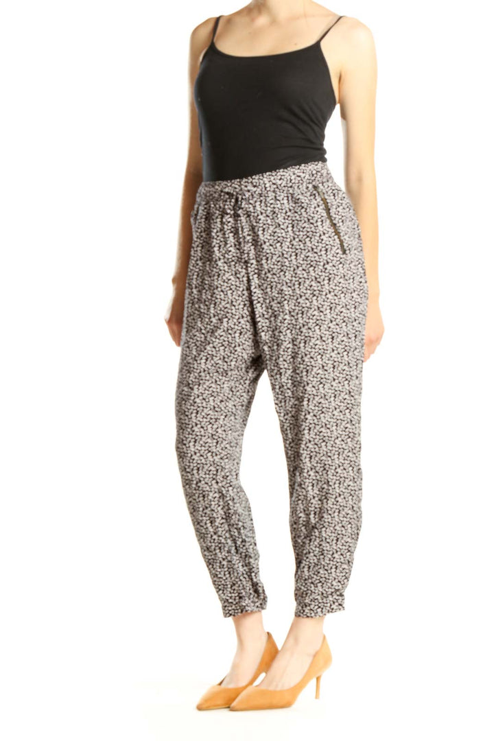 Gray Printed Bohemian Pants