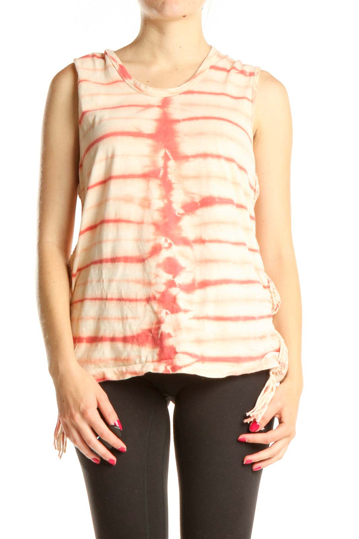 Beige Pink Tie And Dye Tank Top