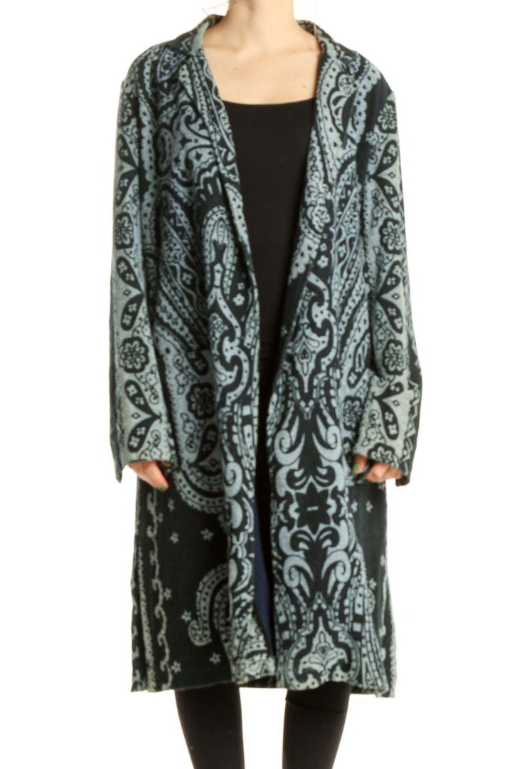 Blue Paisley Print Coat