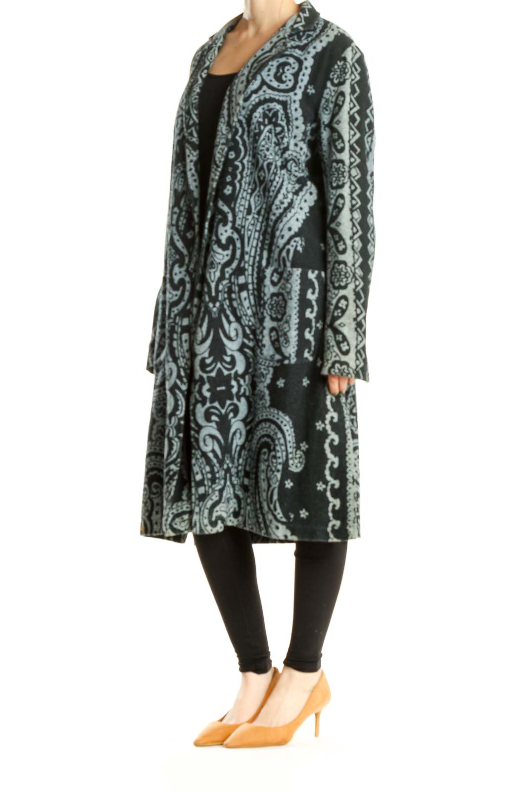 Blue Paisley Print Coat