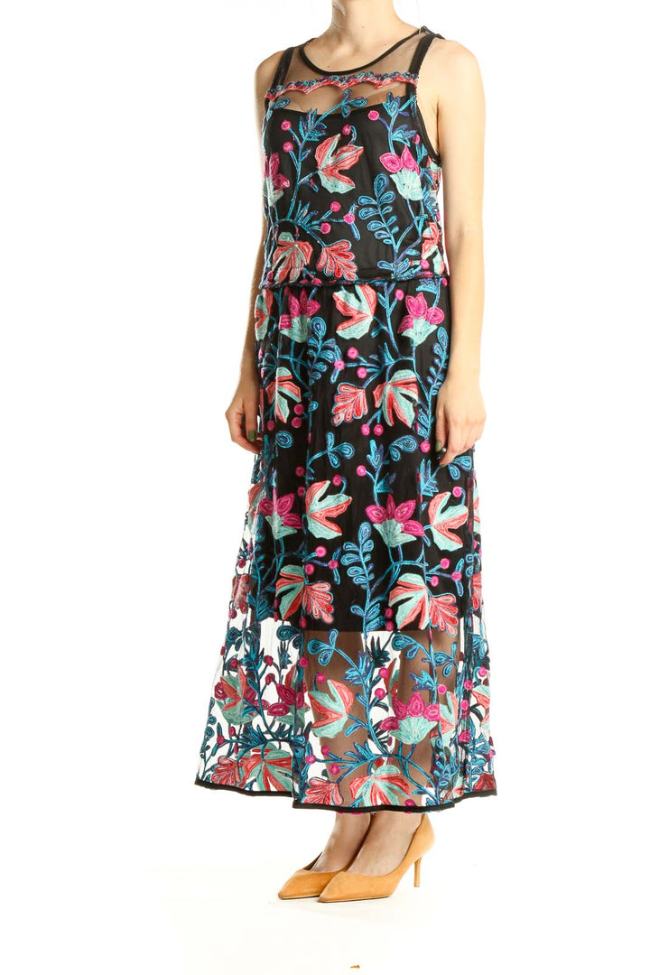 Multicolor Bohemian Embroidered Column Dress