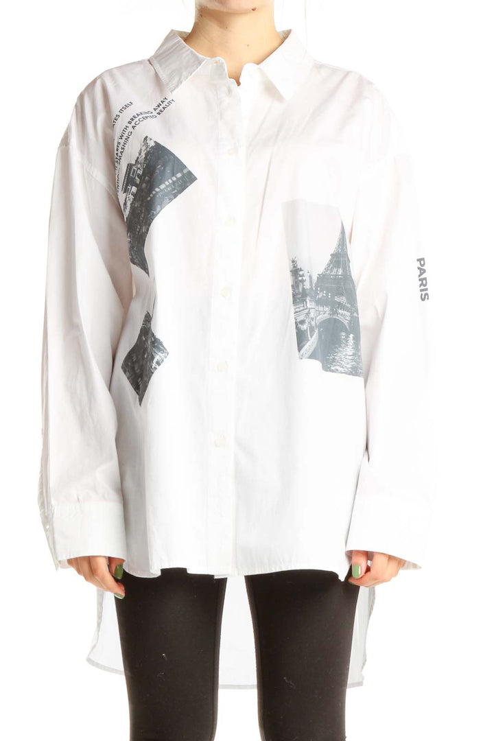 White Printed Work Shirt