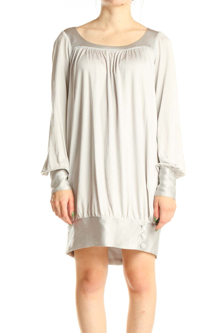 Silver Retro Silk Shift Dress