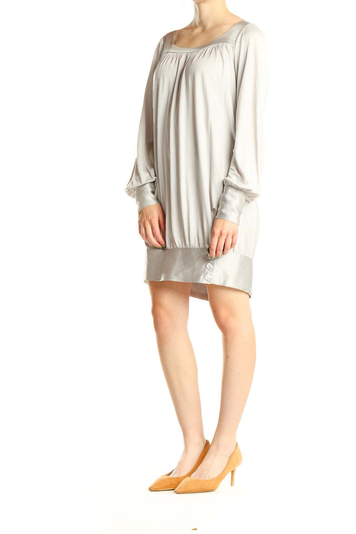 Silver Retro Silk Shift Dress