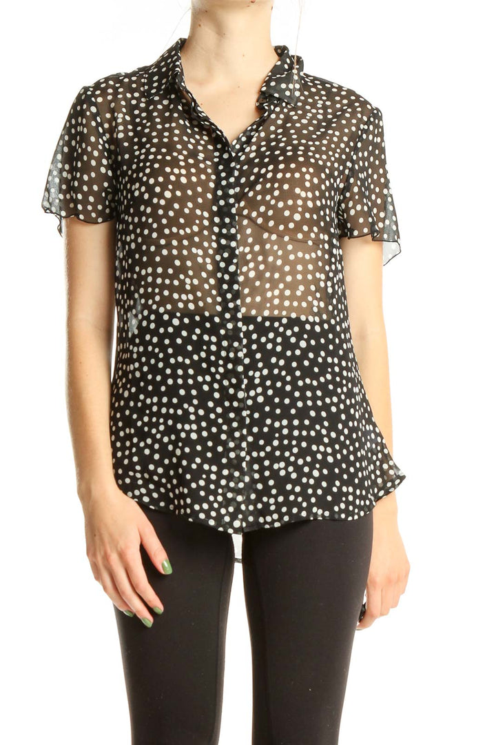 Black Polka Dot Vintage Top