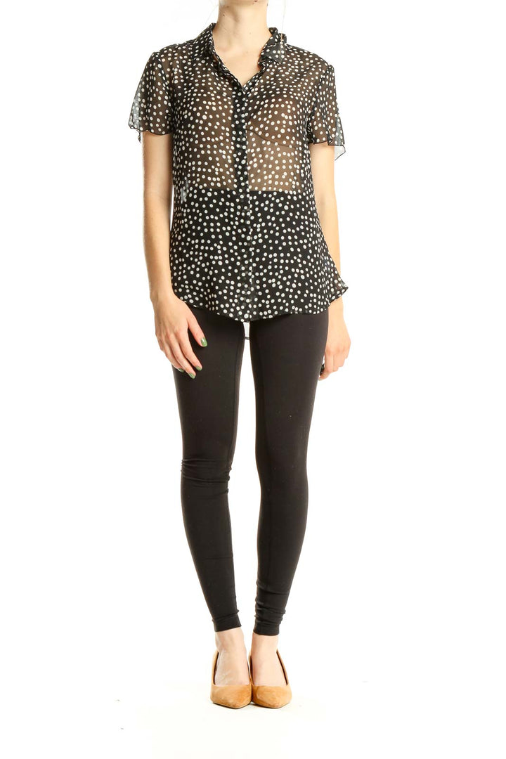 Black Polka Dot Vintage Top