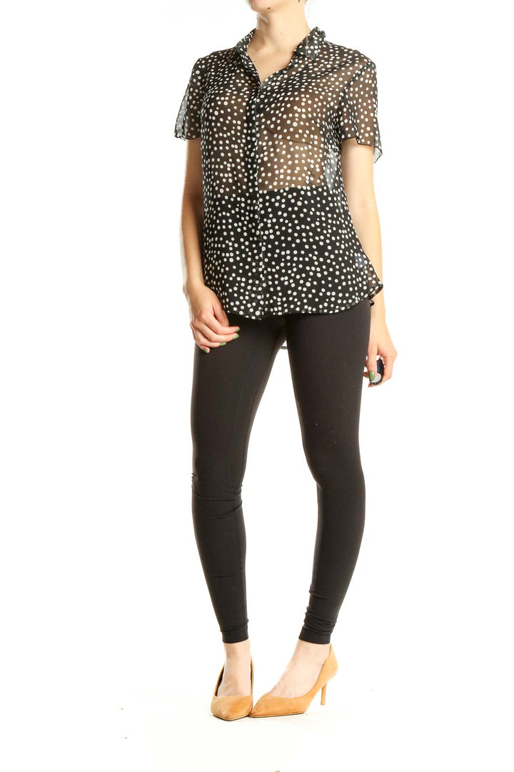 Black Polka Dot Vintage Top