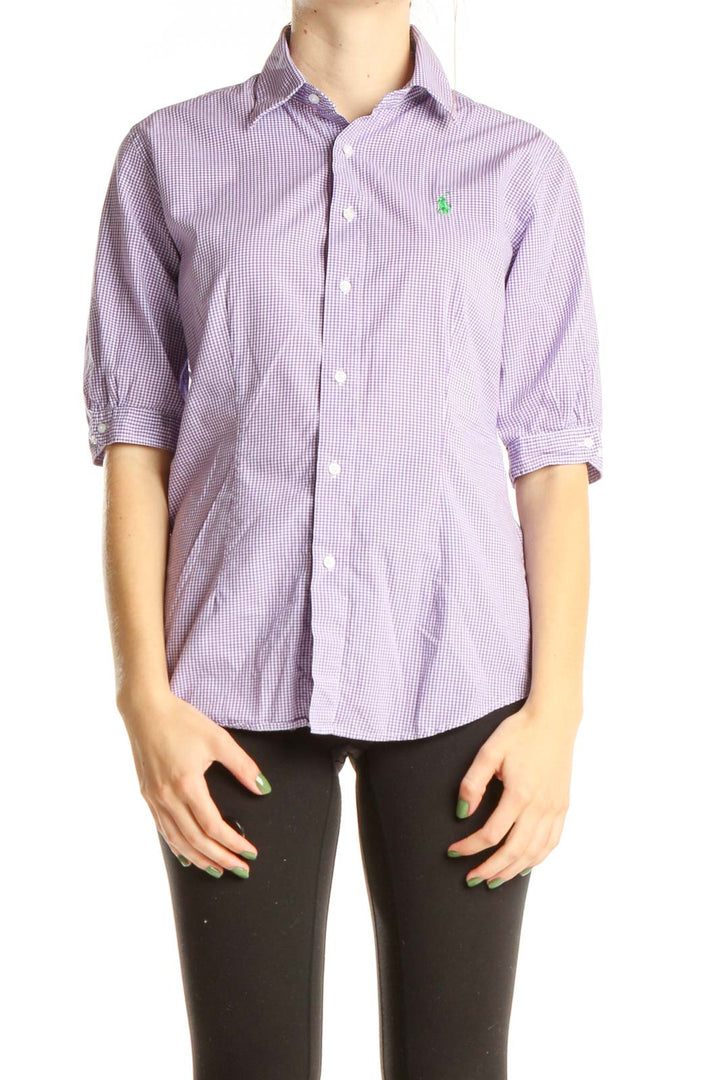 Lavender Geometric Stripe Collared Shirt