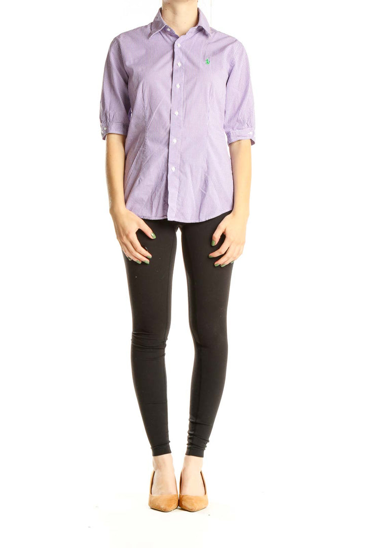 Lavender Geometric Stripe Collared Shirt