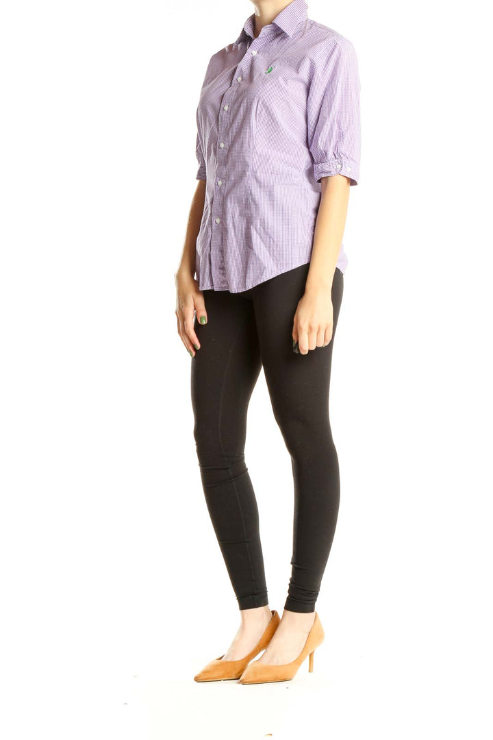 Lavender Geometric Stripe Collared Shirt