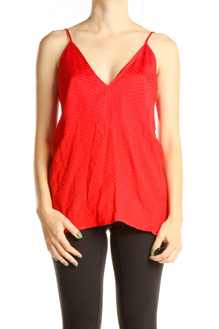 Red Textured Tank Top