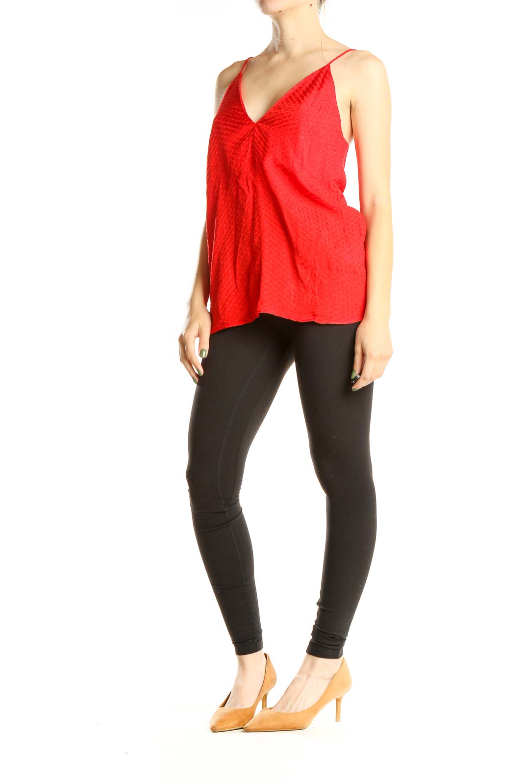 Red Textured Tank Top