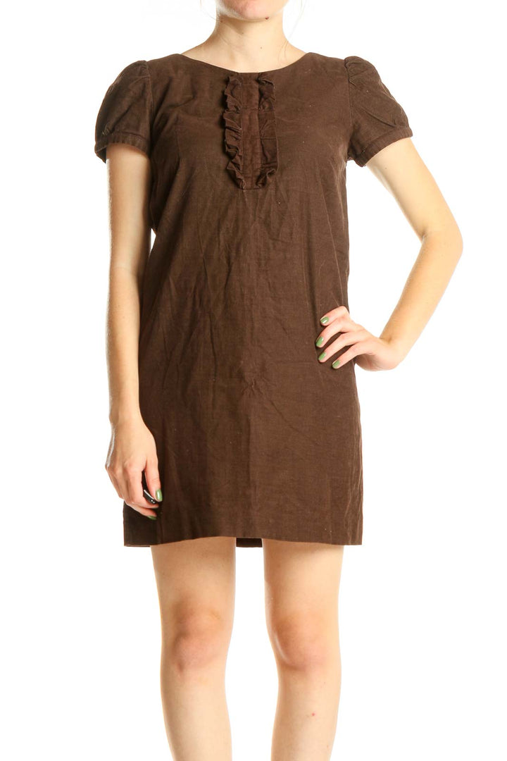 Brown Retro Mini Shift Dress